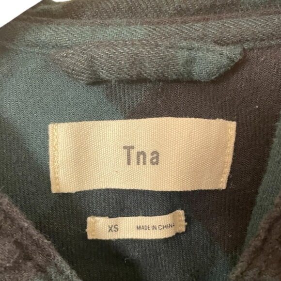 TNA green plaid Buffalo check hooded button down shirt XS - Picture 2 of 6